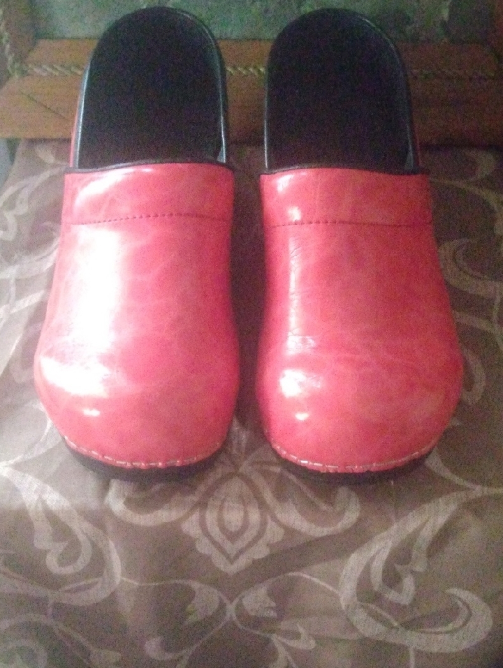 Sanita Red Women's Leather Slip-On Clogs